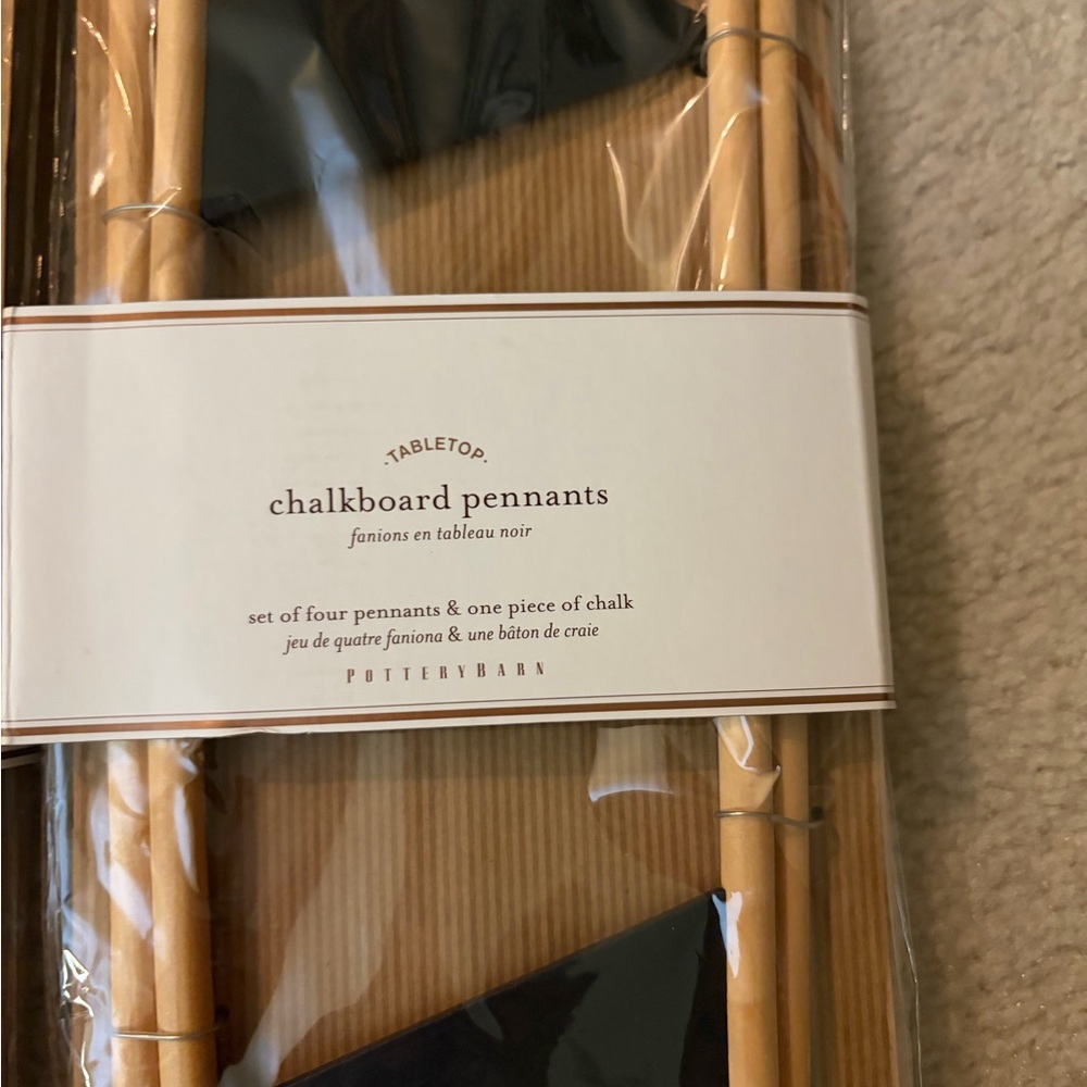 Pottery Barn Black Chalkboard Pennants - Natural Wood Sticks - Picture 3 of 4